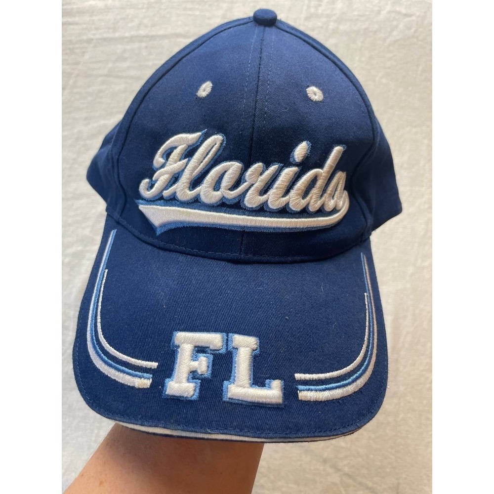 FLORIDA Baseball Cap Hat One Size Blue White Embroidered Triangle Headwear